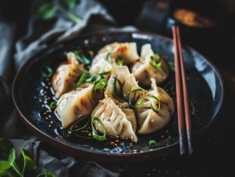 Plate of Chinese dumplings