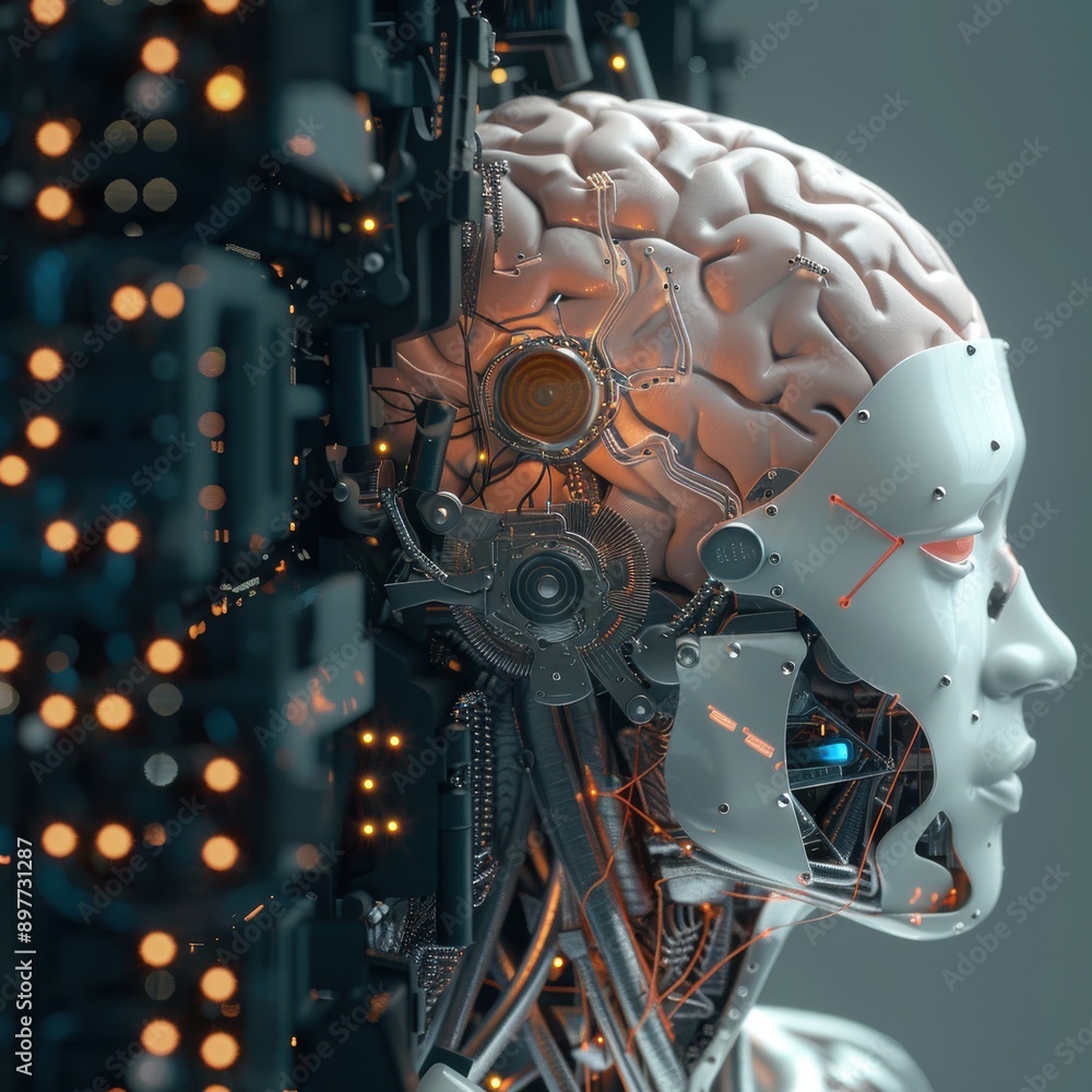 Poster artificial intelligence - robot with human brain
