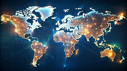 Naklejka premium Abstract mosaic of city maps with glowing paths representing global economy routes, city, maps, metropolis