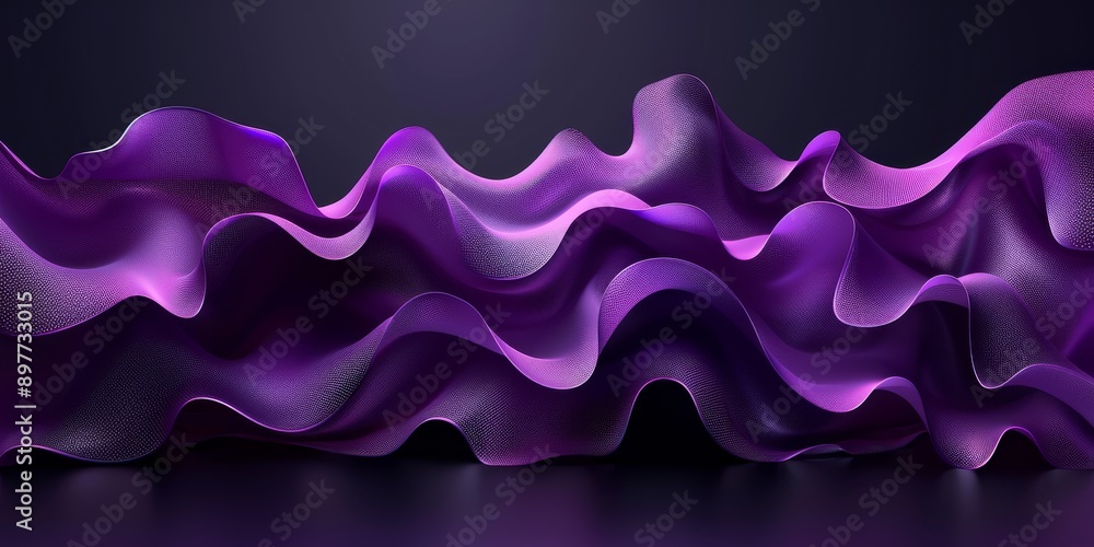 Poster abstract image of wavy purple fabric with smooth, flowing textures creating a dynamic visual effect.