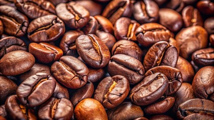 Obraz premium A Close-Up of Roasted Coffee Beans, Macro Photography, Coffee Beans, Roasted Coffee, Coffee, Espresso, Caffeine