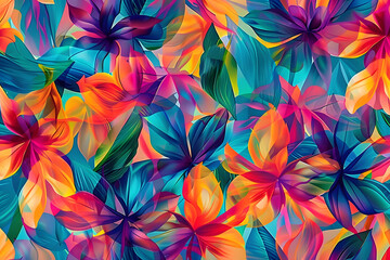 Fototapeta premium Vibrant pattern: digital illustration with transparent background