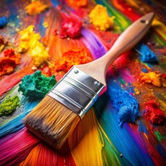Brushstrokes of Creativity on a Colorful Palette, paint , brush , art , abstract
