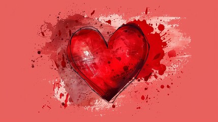 Hand-drawn painted red heart element for design. beautiful grunge heart. valentine's day. for holiday postcard poster carnival banner birthday and children's illustration. beautiful heart. love.