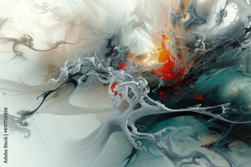 Aufkleber chaotic blend of fluid and rigid abstract elements