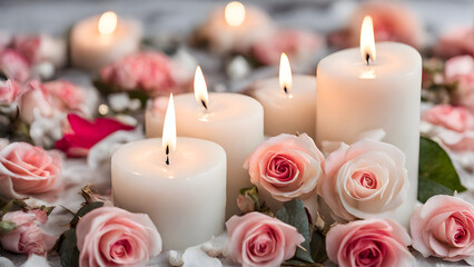 candles and rose petals