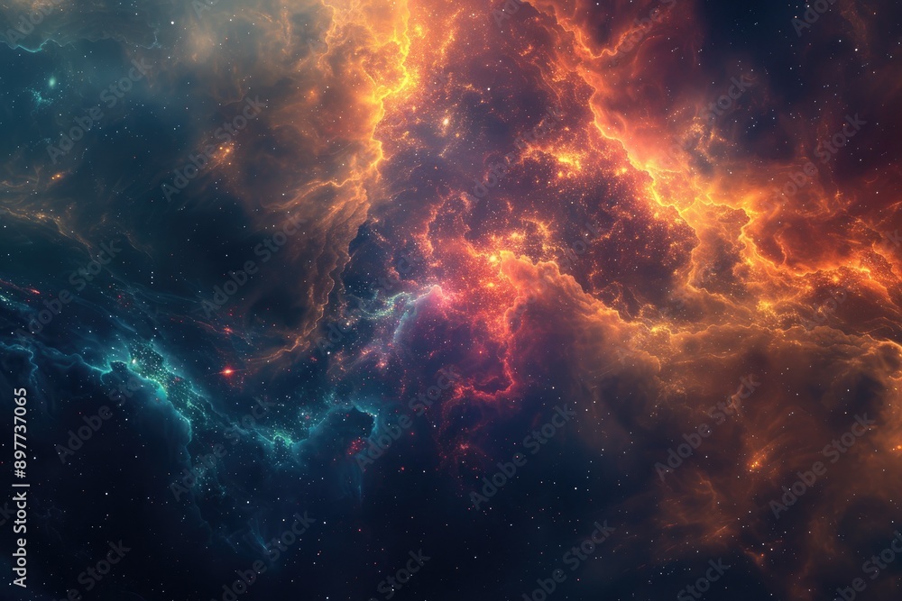 Poster cosmic abstract background with celestial elements