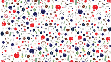 abstract background with american football themes contain helmet and ball Icons set graphic elements , suitable for american football wallpaper, symbol sport, sport icon, doodle american football