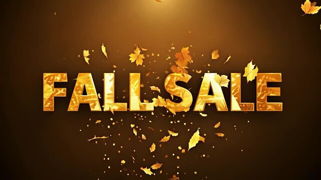 Golden fall sale text animation with floating autumn leaves. Perfect for boosting sales, marketing campaigns, and seasonal promotions