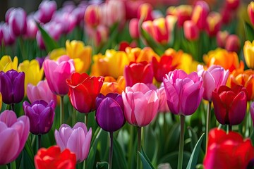 field of tulips in a kaleidoscope of colors