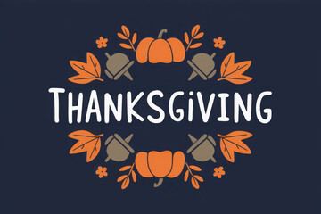 Happy thanksgiving day background with lettering and illustrations.
