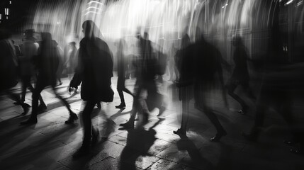 a group of people walking down a street