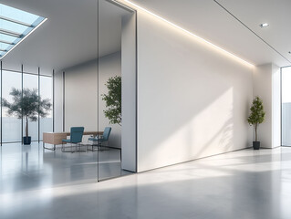 Fototapeta premium Interior of contempotary modern office. Minimalistic corporate design.