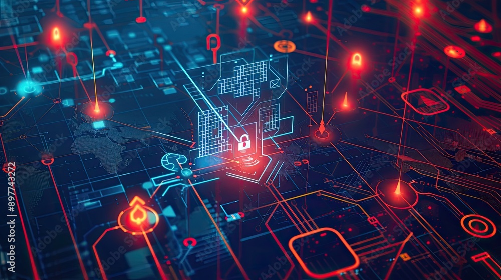 Poster advanced cybersecurity firewall protecting networks