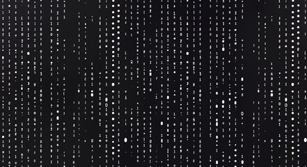 White Binary Code Text Displayed on a Black Background, Illustrating Digital Data and Computer Programming