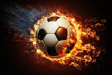 Fototapeta premium Fiery soccer ball. Football concept