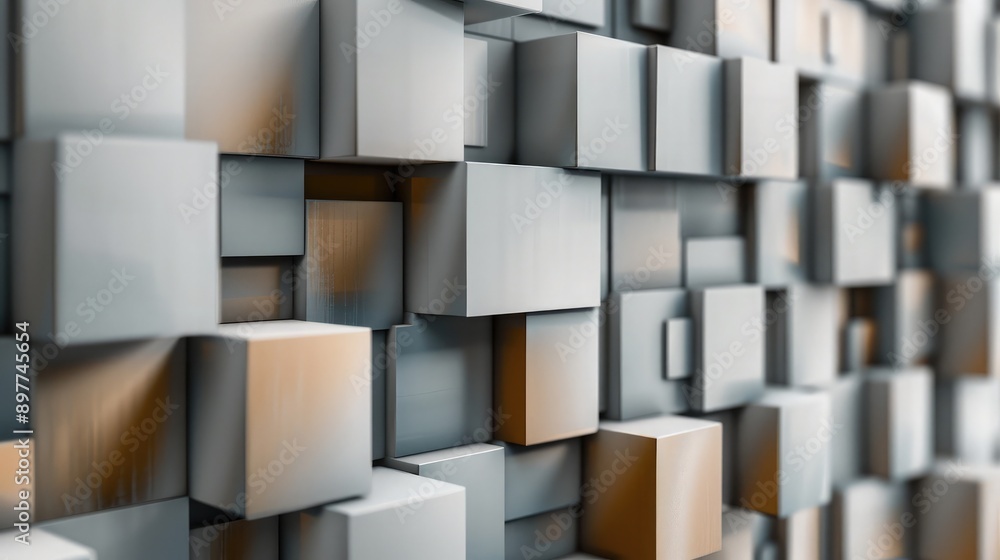 Fototapete Abstract 3D cubes arranged in a random pattern, adding visual interest and depth.