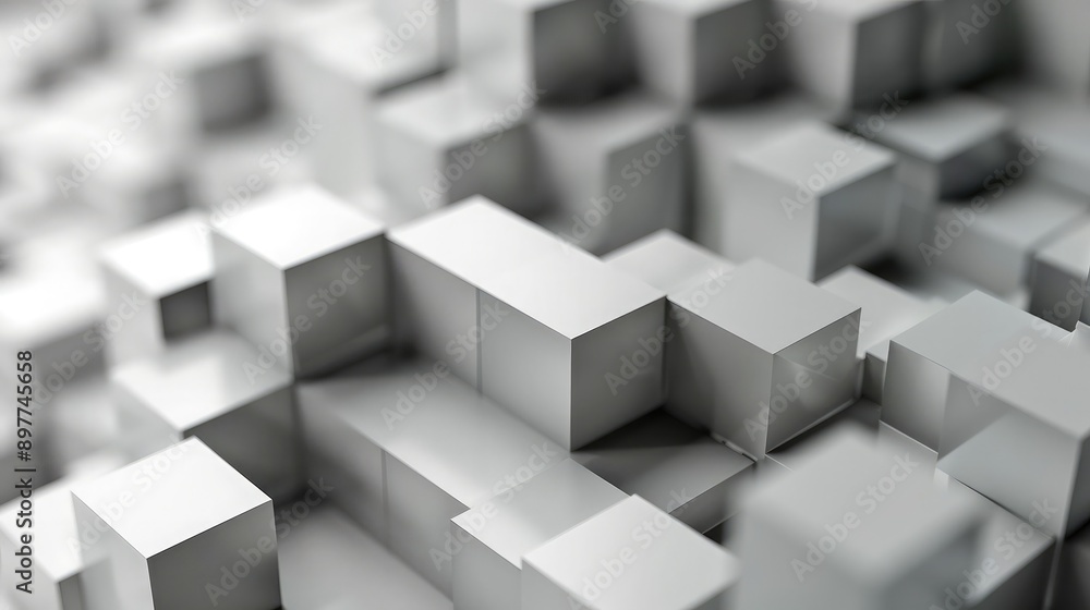 Fototapete Abstract 3D cubes arranged in a random pattern, adding visual interest and depth.
