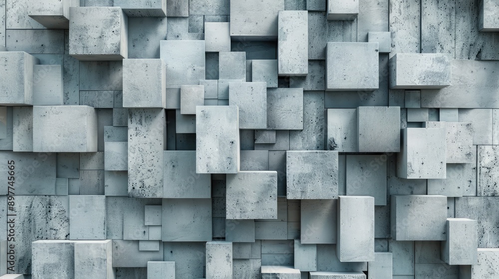 Fototapete Abstract 3D cubes arranged in a random pattern, adding visual interest and depth.