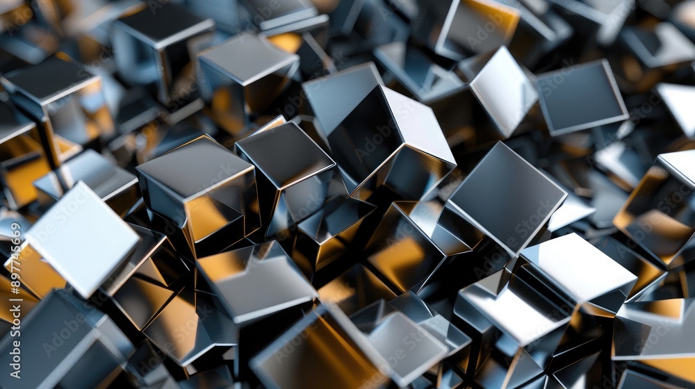 Fototapete Abstract 3D cubes arranged in a random pattern, adding visual interest and depth.