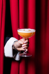 Sophisticated Cocktail with Bokeh Lights
Stylish Red Cocktail on Wooden Surface