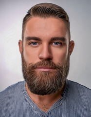Obraz premium Portrait of a European man with two-week beard