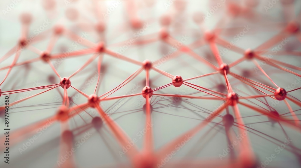 Poster abstract design of interconnected lines and nodes, illustrating communication and collaboration.