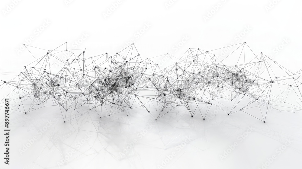 Poster abstract design of interconnected lines and nodes, representing communication and collaboration.