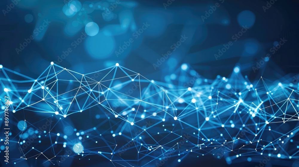Poster abstract digital network background with interconnected dots and lines, illustrating global communic