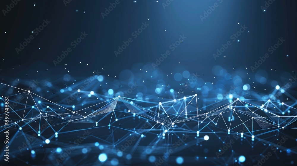Poster abstract digital network background with interconnected dots and lines, illustrating global communic