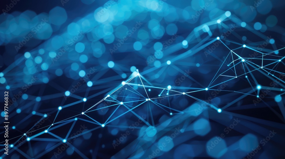 Poster abstract digital network background with interconnected dots and lines, illustrating global communic