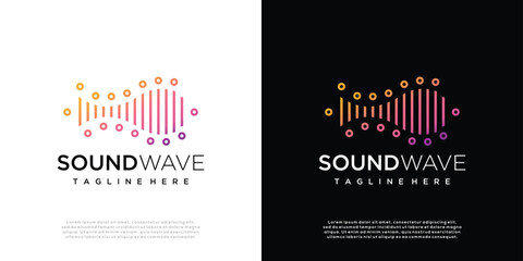 Music logo with line art style and modern concept ,Abstract gradient equalizer logo template, sound wave icon element, technology symbol logo concept, audio player music symbol.
