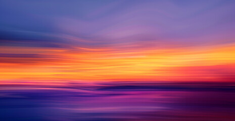 Obraz premium Experience the beauty of a vibrant sunset sky, showcasing a dazzling array of colors from rich purples to fiery oranges. Perfect for backgrounds or naturethemed projects