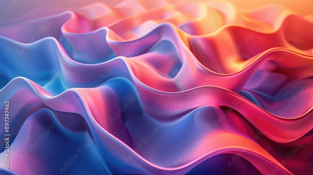 Poster abstract 3d background with flowing lines and smooth gradients, creating a calming effect.