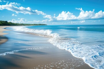 serene beach with gentle waves lapping the shore