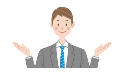 選択肢を提案するスーツの男性　比べる　比較