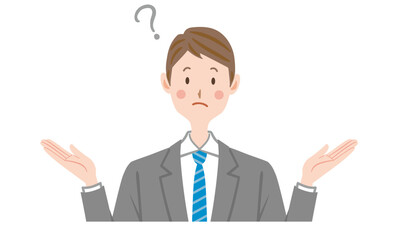 選択に悩む若いビジネスマン スーツの男性