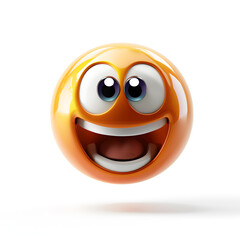 happy joyful, excited emote, 3d smiley face on white background