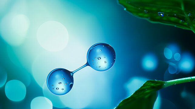hydrogen molecules with blue background