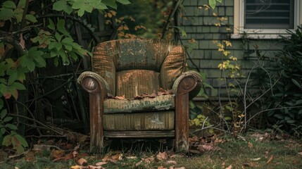 A backyard s aged chair
