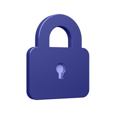 3d rendering violet locked padlock icon with  On transparent background check symbol security concept

