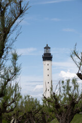 Lighthouse of Biarritz in touristic Biarritz city, Basque Country, Bay of Biscay of Atlantic ocean,...