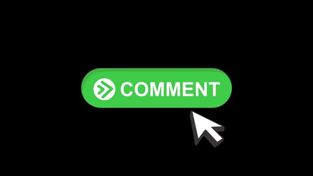 cursor animation pointing towards comment button in looping with transparent background