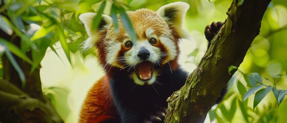 Fototapeta premium Red panda. Ailurus Fulgens. International Red Panda Day.