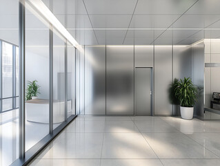 Interior of contempotary modern office. Minimalistic corporate design.