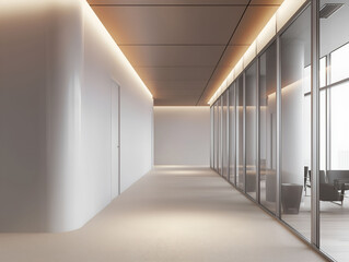 Interior of contempotary modern office. Minimalistic corporate design.