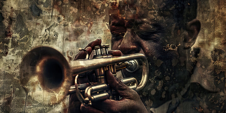 Silent Song of Freedom: A muted trumpet, its notes muffled and fading, symbolizing the decline of America's proud heritage.