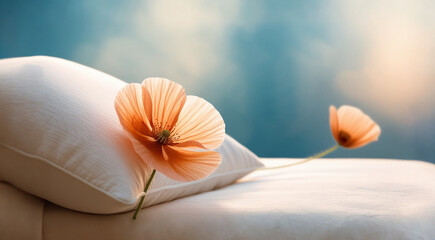 Vibrant background photography style and soft white pillow