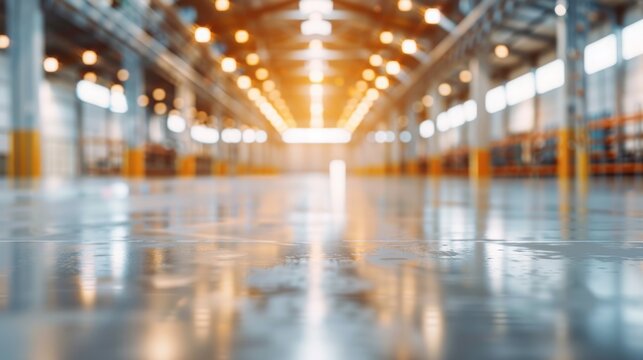 Industrial Warehouse Interior with Polished Concrete Floor
