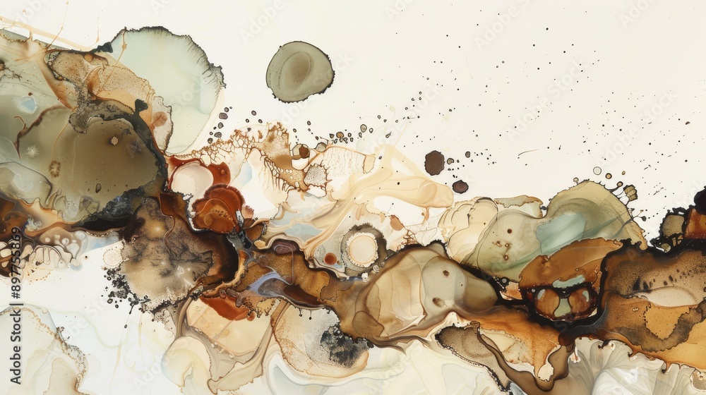 Poster a mesmerizing abstract fluid art piece with earthy tones and organic patterns blending seamlessly on